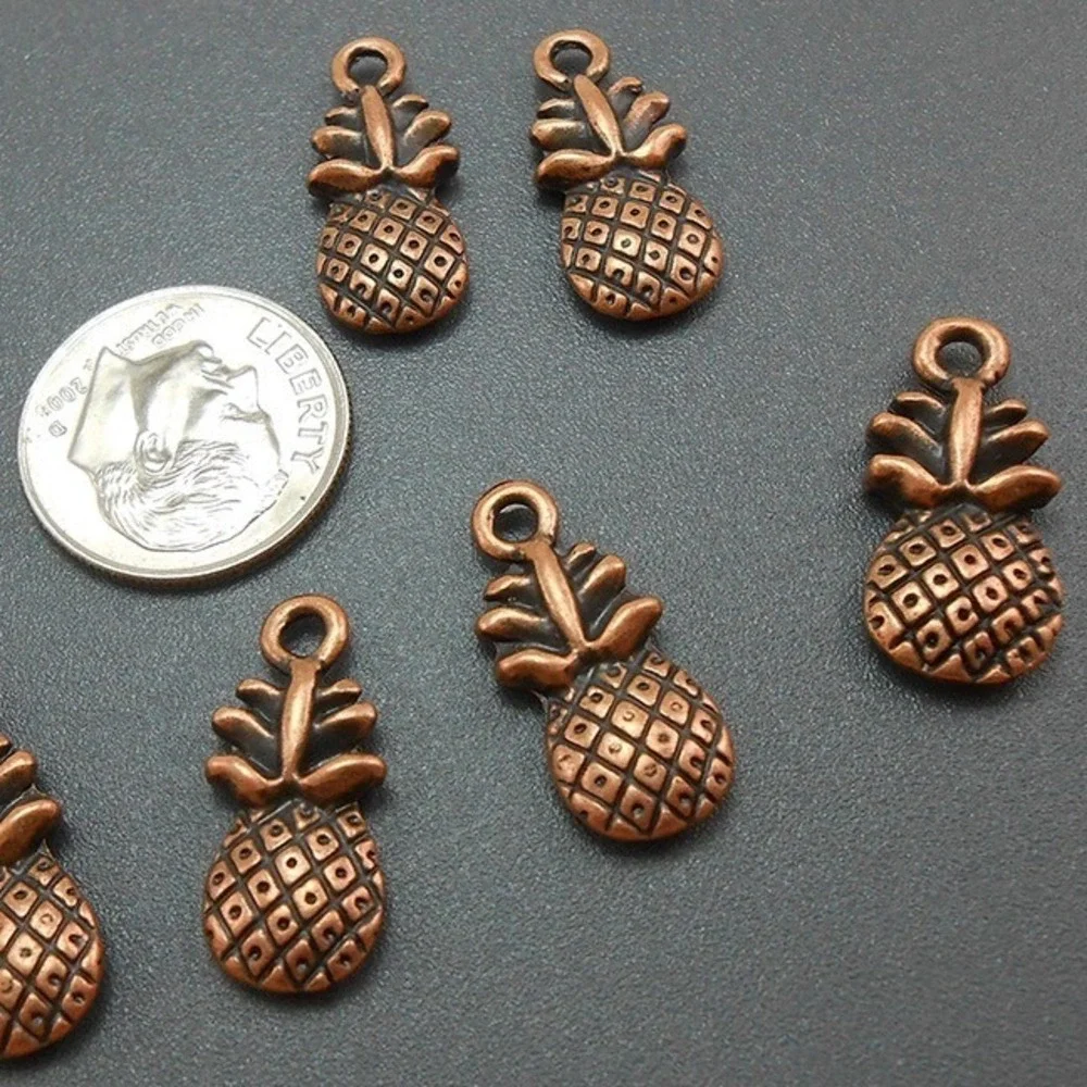 10pcs Pineapple Charms, copper tone metal fruit for‎ jewelry making